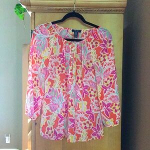 Chaps NWOT Semi Sheer Floral Top